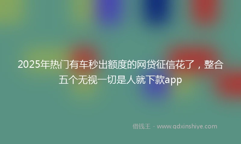 2025年热门有车秒出额度的网贷征信花了，整合五个无视一切是人就下款app