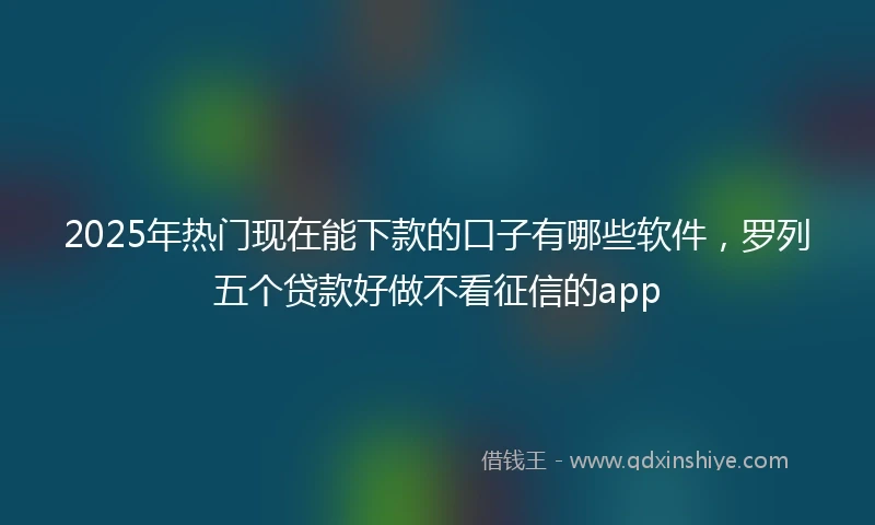 2025年热门现在能下款的口子有哪些软件，罗列五个贷款好做不看征信的app