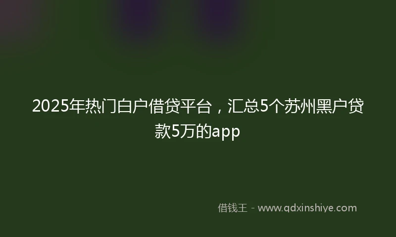 2025年热门白户借贷平台，汇总5个苏州黑户贷款5万的app