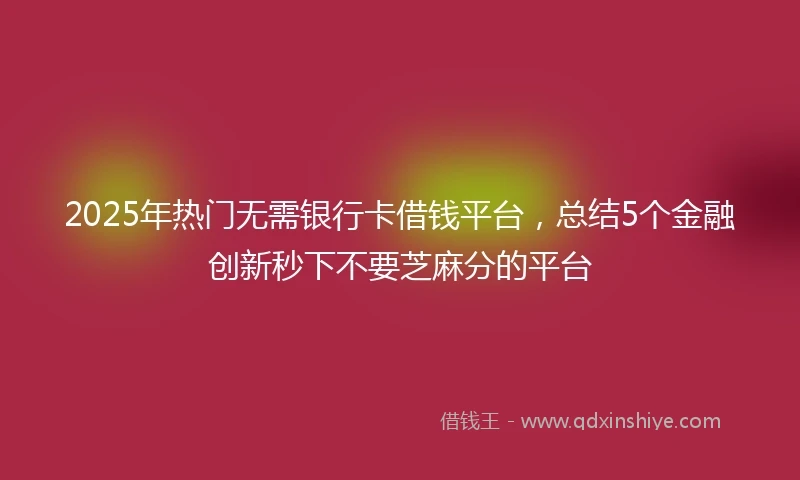 2025年热门无需银行卡借钱平台，总结5个金融创新秒下不要芝麻分的平台