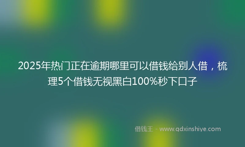 2025年热门正在逾期哪里可以借钱给别人借，梳理5个借钱无视黑白100%秒下口子