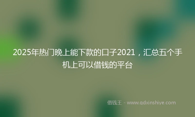 2025年热门晚上能下款的口子2021，汇总五个手机上可以借钱的平台