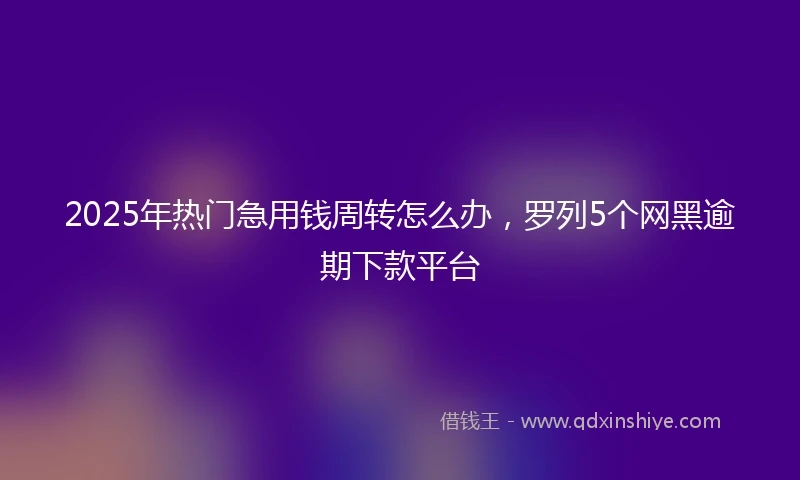 2025年热门急用钱周转怎么办，罗列5个网黑逾期下款平台