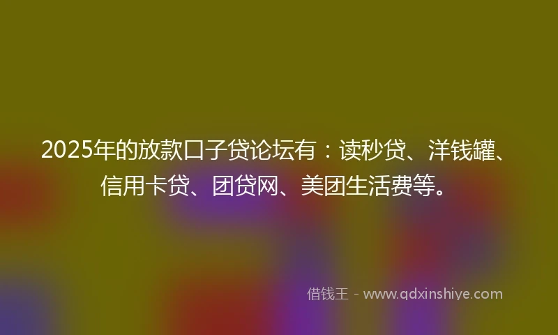 2025年的放款口子贷论坛有：读秒贷、洋钱罐、信用卡贷、团贷网、美团生活费等。