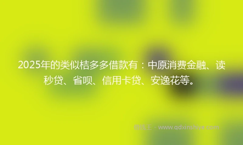 2025年的类似桔多多借款有：中原消费金融、读秒贷、省呗、信用卡贷、安逸花等。