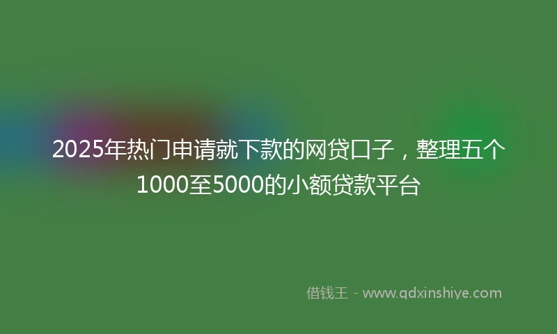 2025年热门申请就下款的网贷口子，整理五个1000至5000的小额贷款平台