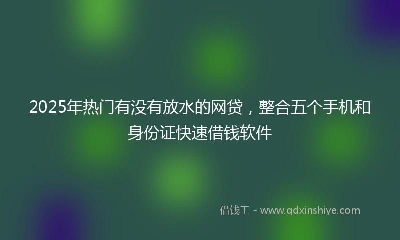 2025年热门有没有放水的网贷，整合五个手机和身份证快速借钱软件