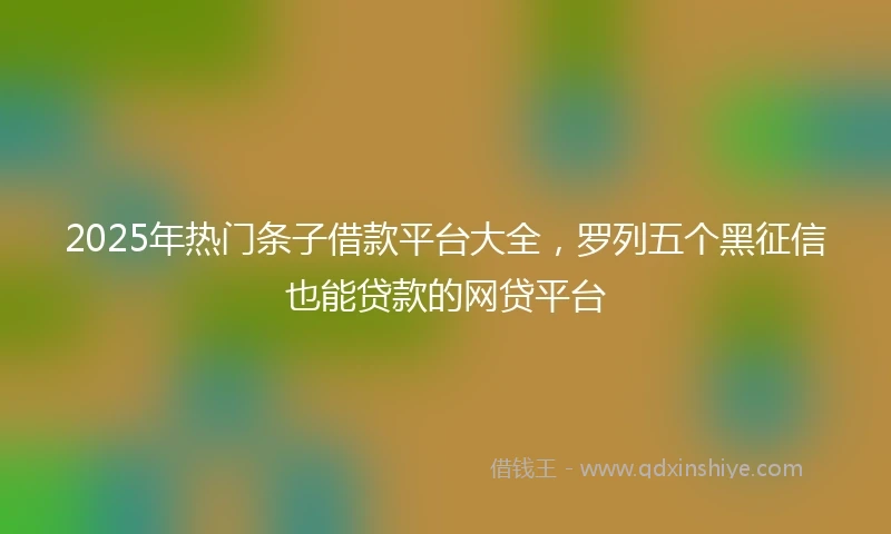 2025年热门条子借款平台大全，罗列五个黑征信也能贷款的网贷平台