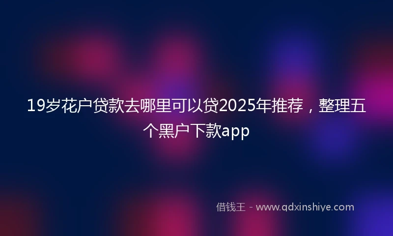 19岁花户贷款去哪里可以贷2025年推荐，整理五个黑户下款app
