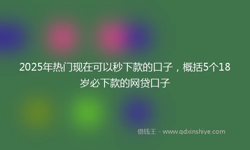 2025年热门现在可以秒下款的口子，概括5个18岁必下款的网贷口子