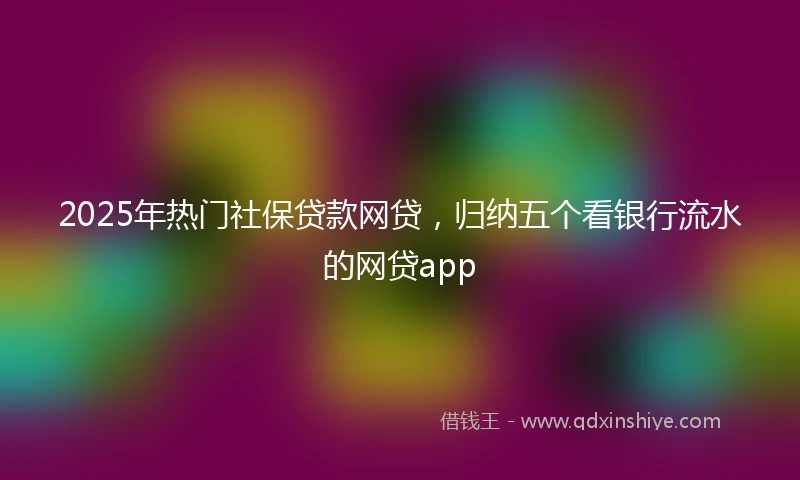 2025年热门社保贷款网贷,归纳五个看银行流水的网贷app