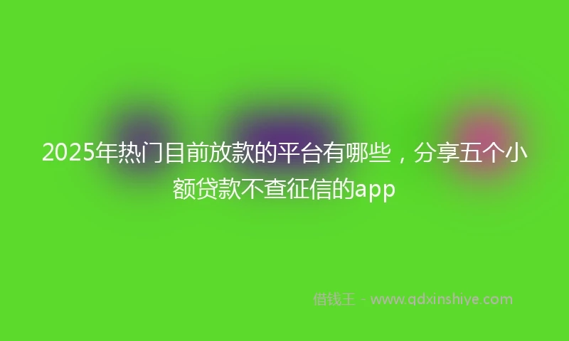 2025年热门目前放款的平台有哪些，分享五个小额贷款不查征信的app