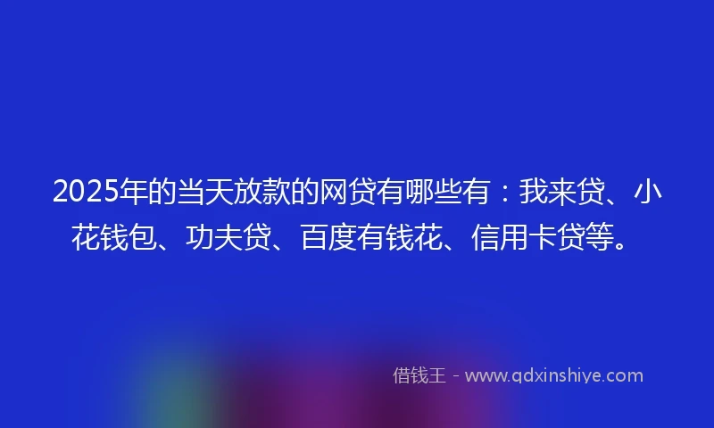 2025年的当天放款的网贷有哪些有：我来贷、小花钱包、功夫贷、百度有钱花、信用卡贷等。