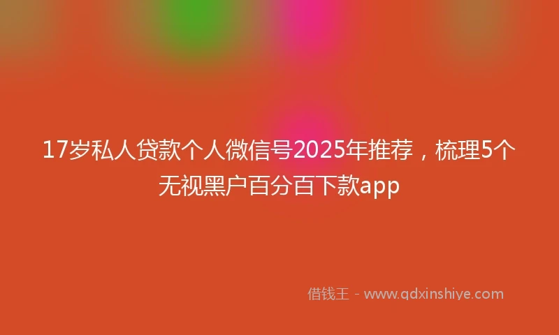 17岁私人贷款个人微信号2025年推荐，梳理5个无视黑户百分百下款app