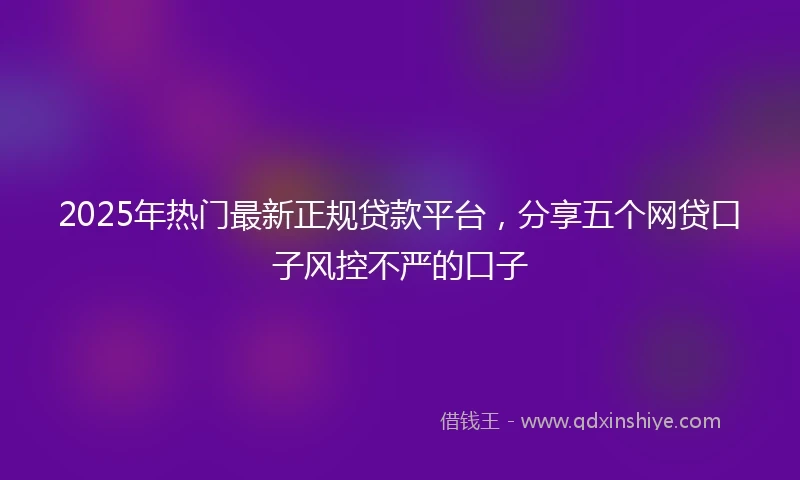 2025年热门最新正规贷款平台，分享五个网贷口子风控不严的口子