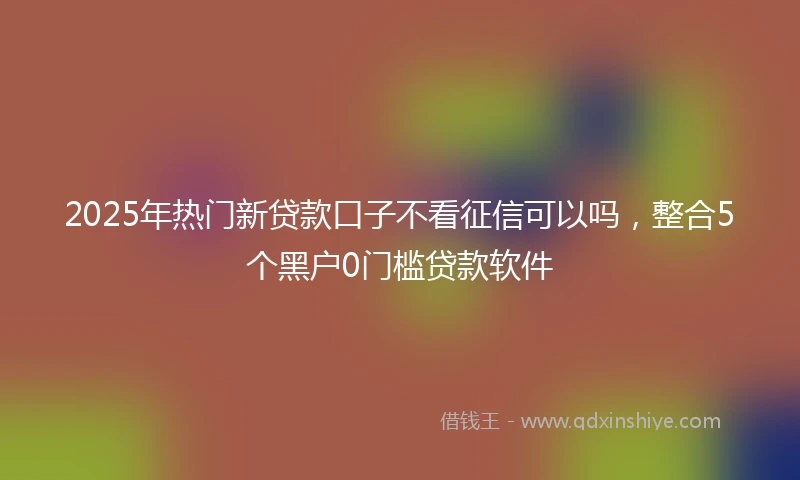 2025年热门新贷款口子不看征信可以吗，整合5个黑户0门槛贷款软件