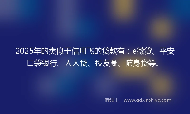 2025年的类似于信用飞的贷款有：e微贷、平安口袋银行、人人贷、投友圈、随身贷等。
