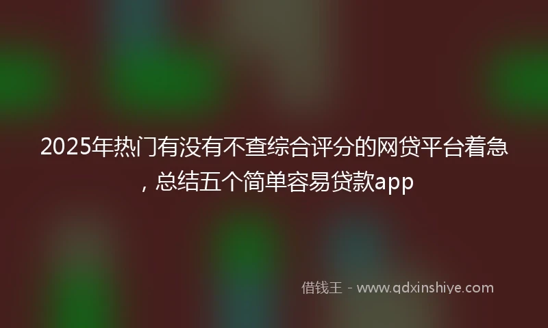2025年热门有没有不查综合评分的网贷平台着急，总结五个简单容易贷款app