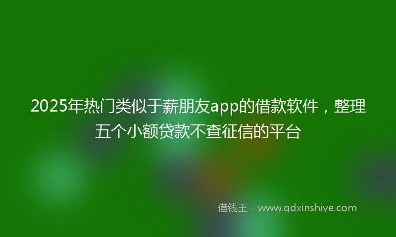 2025年热门类似于薪朋友app的借款软件，整理五个小额贷款不查征信的平台
