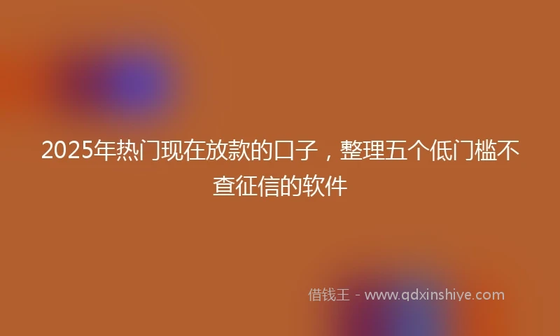 2025年热门现在放款的口子，整理五个低门槛不查征信的软件
