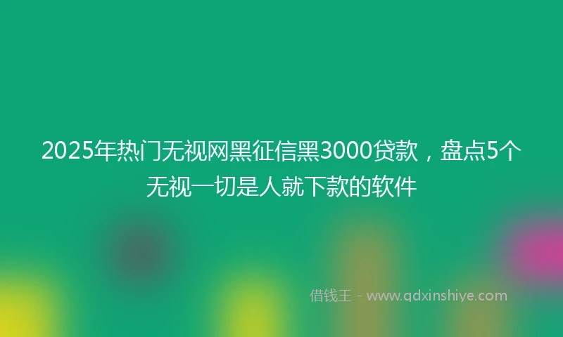 2025年热门无视网黑征信黑3000贷款，盘点5个无视一切是人就下款的软件