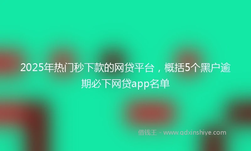 2025年热门秒下款的网贷平台，概括5个黑户逾期必下网贷app名单