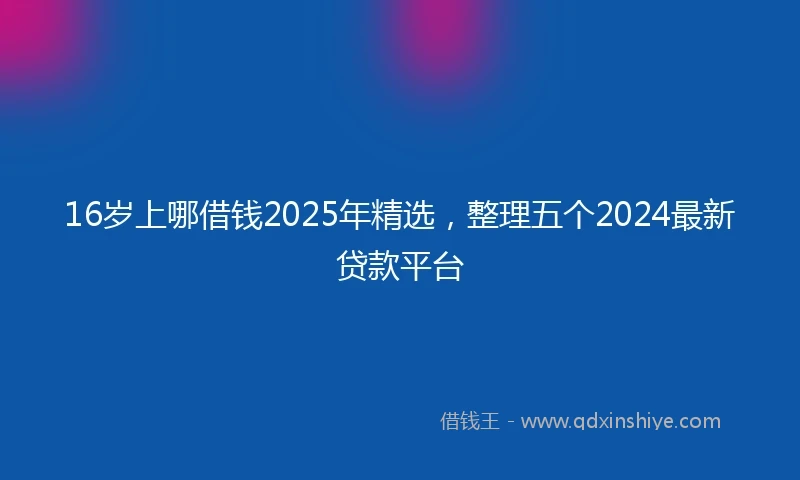 16岁上哪借钱2025年精选，整理五个2024最新贷款平台