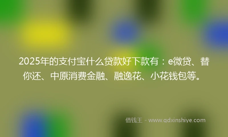 2025年的支付宝什么贷款好下款有：e微贷、替你还、中原消费金融、融逸花、小花钱包等。