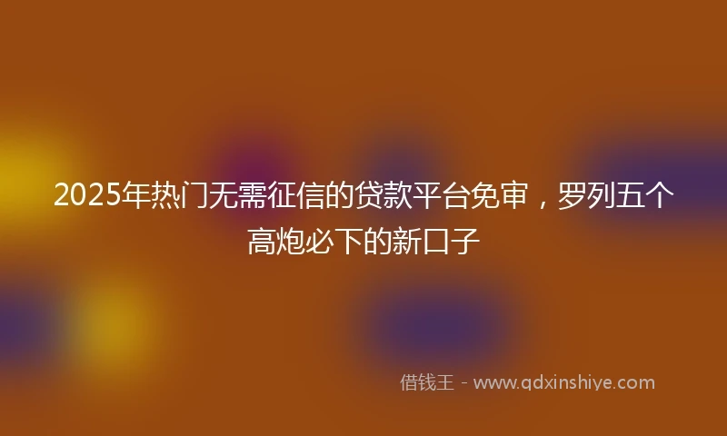 2025年热门无需征信的贷款平台免审，罗列五个高炮必下的新口子