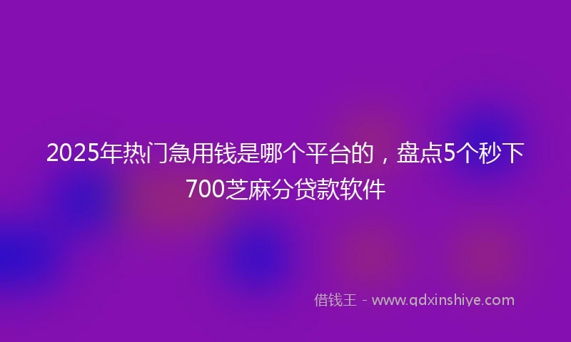 2025年热门急用钱是哪个平台的，盘点5个秒下700芝麻分贷款软件