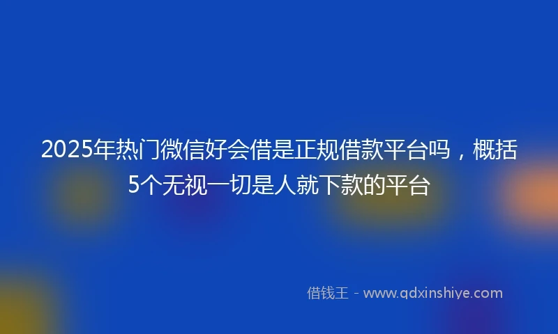 2025年热门微信好会借是正规借款平台吗，概括5个无视一切是人就下款的平台
