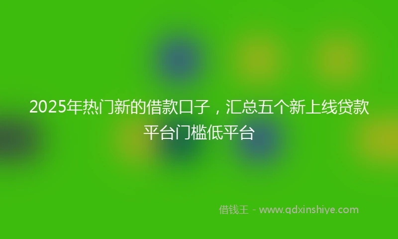 2025年热门新的借款口子，汇总五个新上线贷款平台门槛低平台