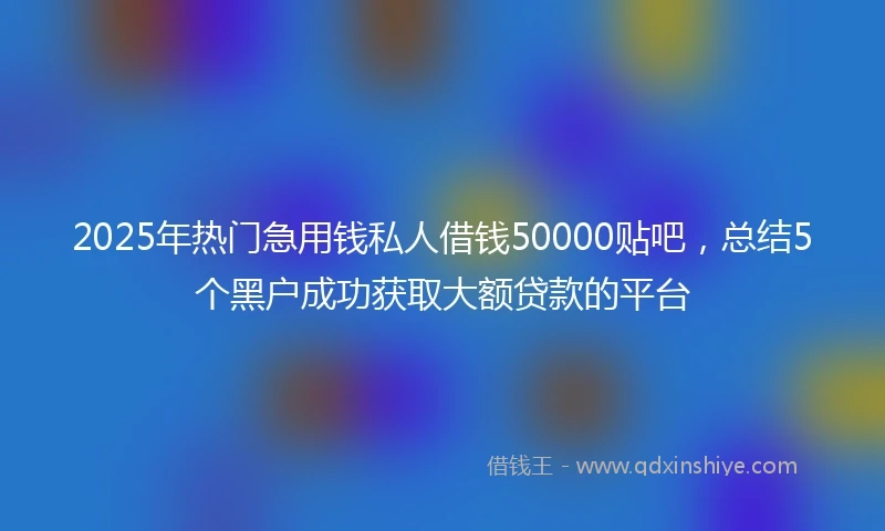 2025年热门急用钱私人借钱50000贴吧，总结5个黑户成功获取大额贷款的平台