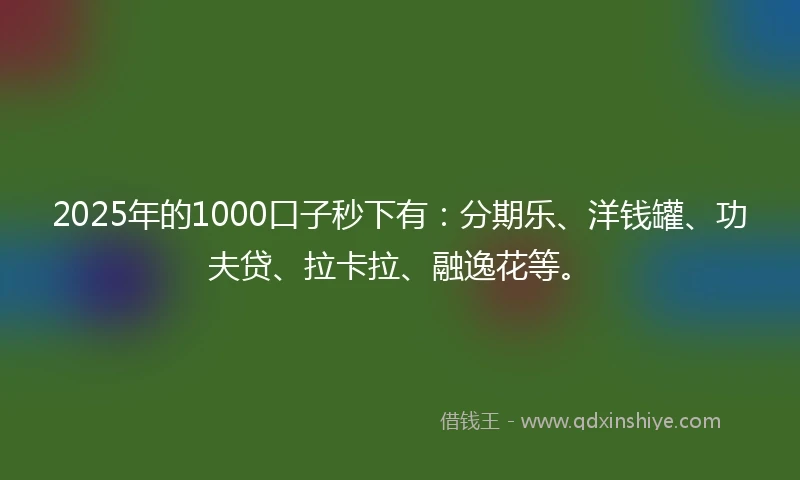 2025年的1000口子秒下有：分期乐、洋钱罐、功夫贷、拉卡拉、融逸花等。