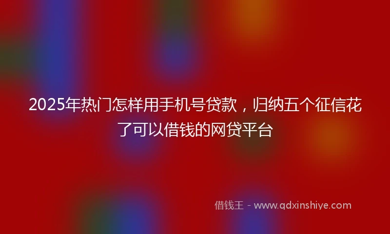2025年热门怎样用手机号贷款，归纳五个征信花了可以借钱的网贷平台