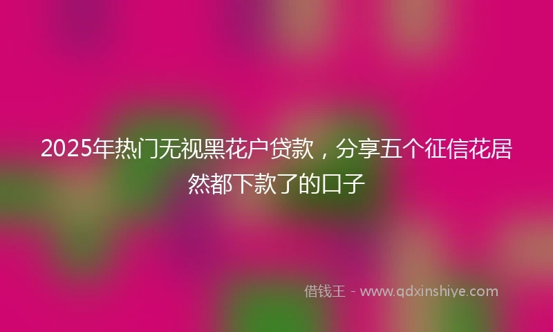 2025年热门无视黑花户贷款，分享五个征信花居然都下款了的口子