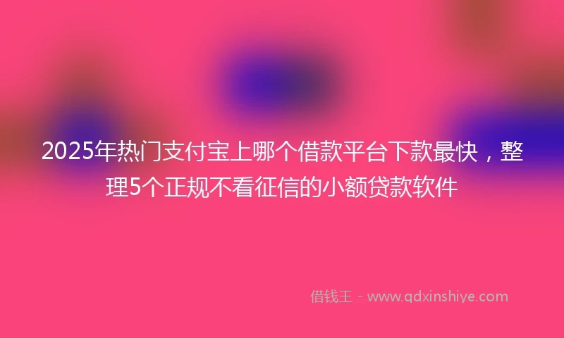 2025年热门支付宝上哪个借款平台下款最快，整理5个正规不看征信的小额贷款软件