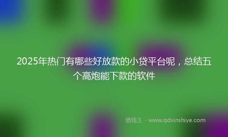 2025年热门有哪些好放款的小贷平台呢，总结五个高炮能下款的软件