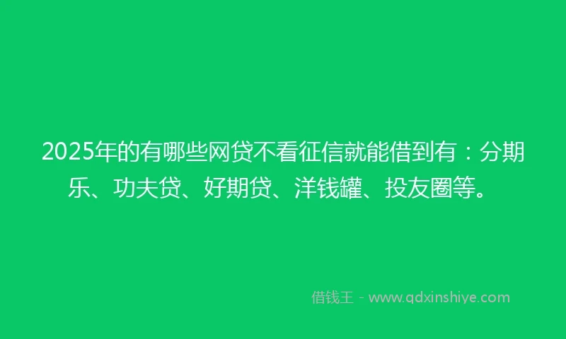 2025年的有哪些网贷不看征信就能借到有：分期乐、功夫贷、好期贷、洋钱罐、投友圈等。
