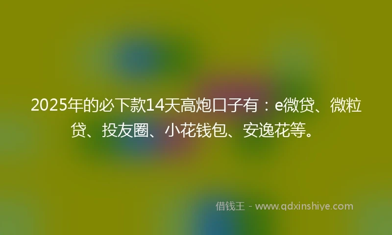 2025年的必下款14天高炮口子有：e微贷、微粒贷、投友圈、小花钱包、安逸花等。