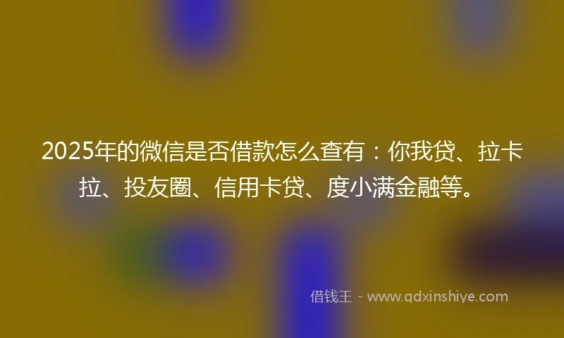 2025年的微信是否借款怎么查有：你我贷、拉卡拉、投友圈、信用卡贷、度小满金融等。