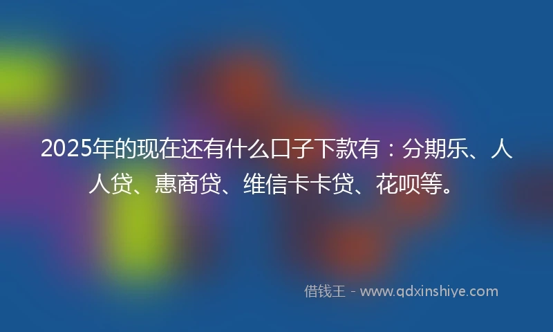 2025年的现在还有什么口子下款有：分期乐、人人贷、惠商贷、维信卡卡贷、花呗等。