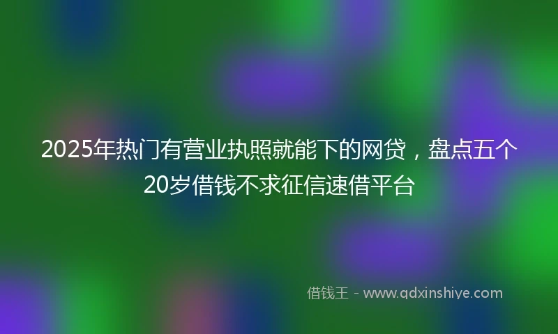 2025年热门有营业执照就能下的网贷，盘点五个20岁借钱不求征信速借平台