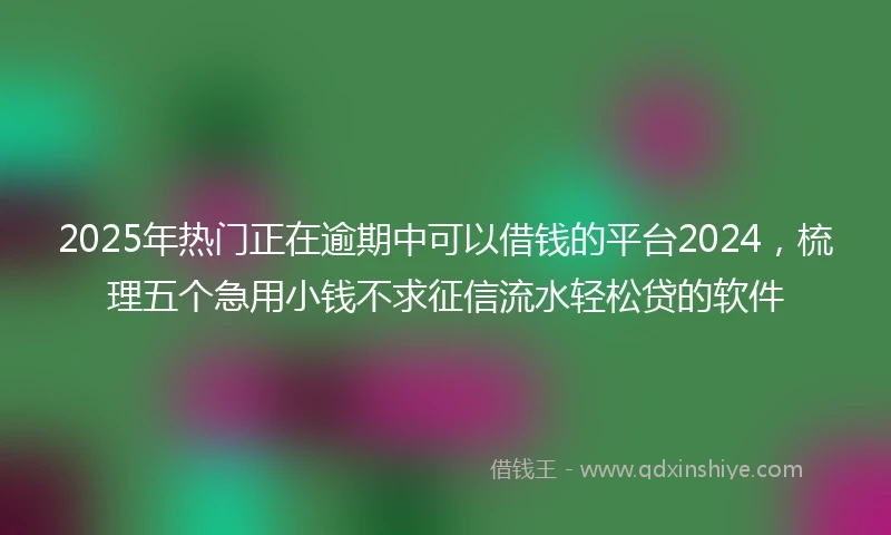 2025年热门正在逾期中可以借钱的平台2024，梳理五个急用小钱不求征信流水轻松贷的软件