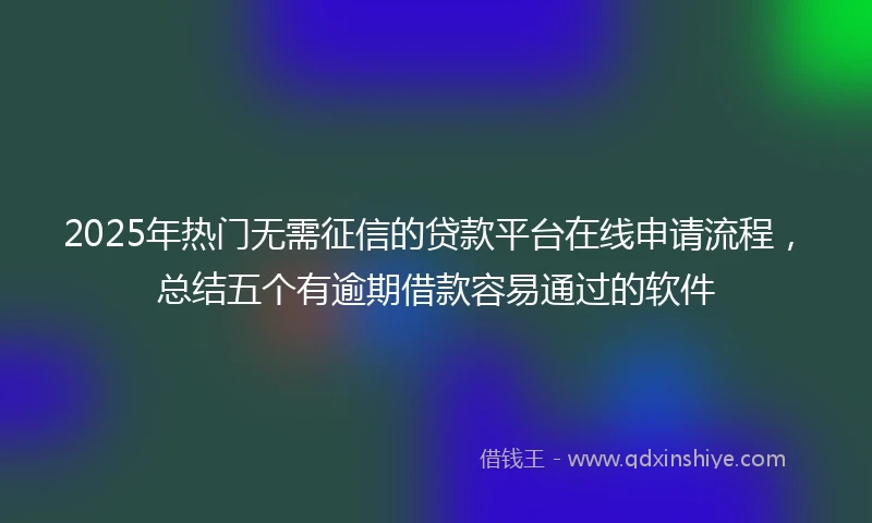 2025年热门无需征信的贷款平台在线申请流程，总结五个有逾期借款容易通过的软件