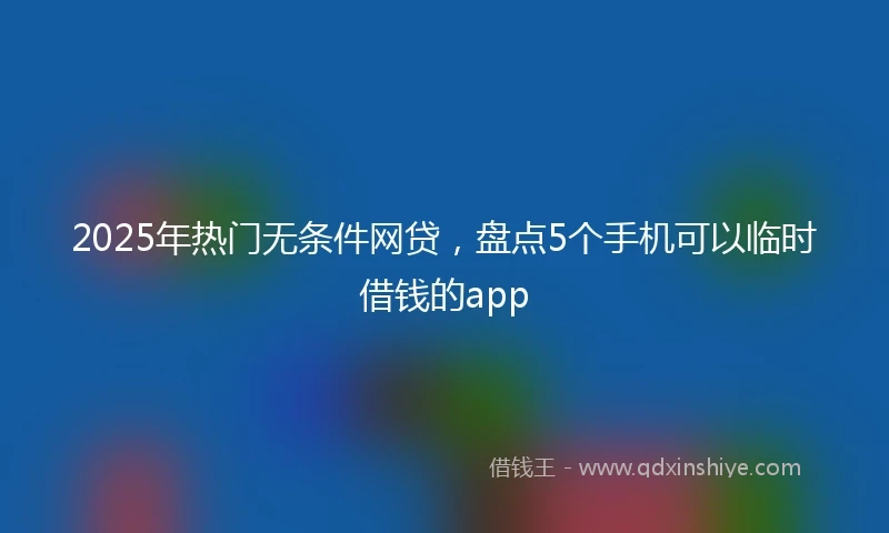 2025年热门无条件网贷，盘点5个手机可以临时借钱的app