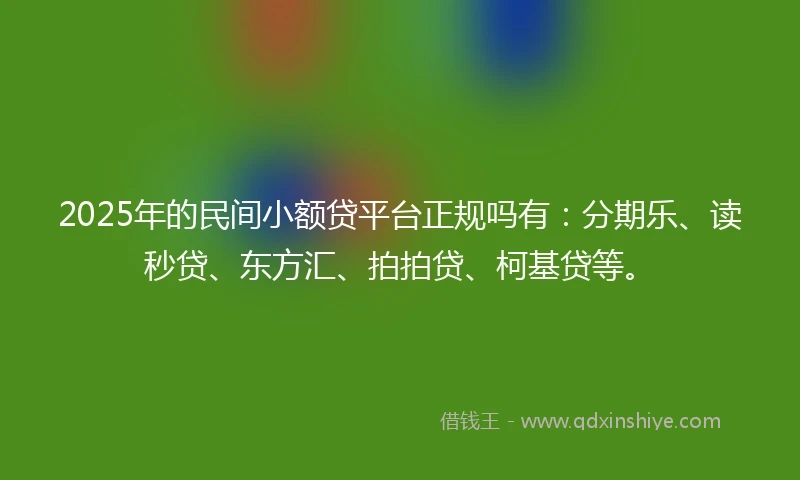 2025年的民间小额贷平台正规吗有：分期乐、读秒贷、东方汇、拍拍贷、柯基贷等。