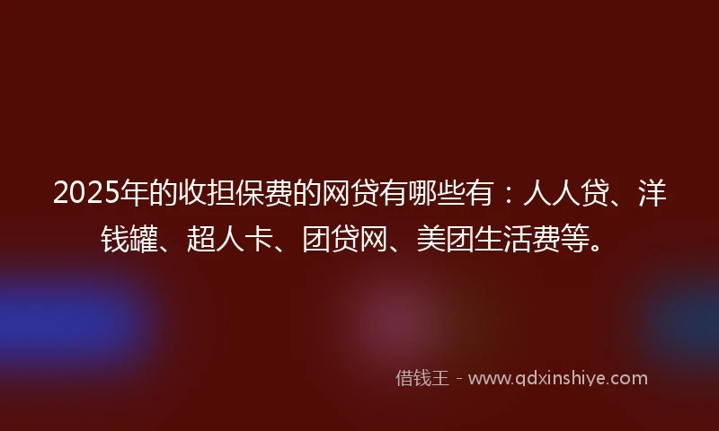 2025年的收担保费的网贷有哪些有：人人贷、洋钱罐、超人卡、团贷网、美团生活费等。