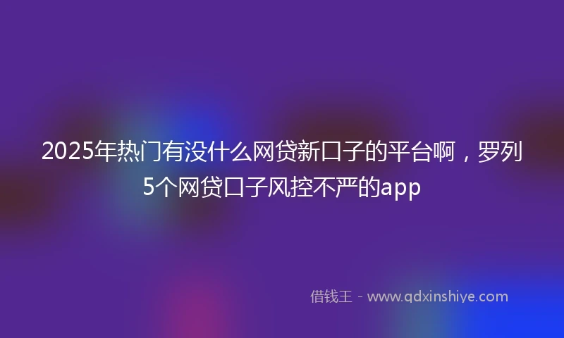 2025年热门有没什么网贷新口子的平台啊，罗列5个网贷口子风控不严的app