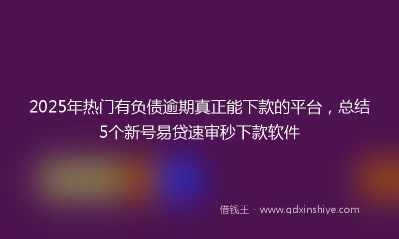 2025年热门有负债逾期真正能下款的平台，总结5个新号易贷速审秒下款软件